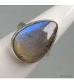 Bague Labradorite bleue goutte argent 925, pierre naturelle certifiée