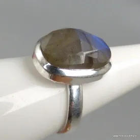 Bague Labradorite bleue facettée taille ajustable - Bijoux en Labradorite Bleue