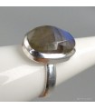 Bague Labradorite bleue facettée argent 925, taille ajustable certifiée
