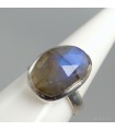 Bague Labradorite bleue facettée argent 925, taille ajustable certifiée