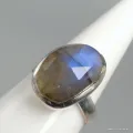 Bague Labradorite bleue facettée taille ajustable - Bijoux en Labradorite Bleue