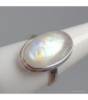 Bague ovale Pierre de lune arc-en-ciel taille 59 Bijoux en Pierre de lune CWA77.19