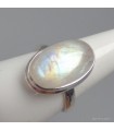 Bague Pierre de Lune arc‑en‑ciel ovale authentique 925 taille 59
