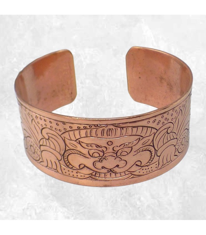Bracelet tibétain Mahakala gravé – Manchette artisanale du Népal