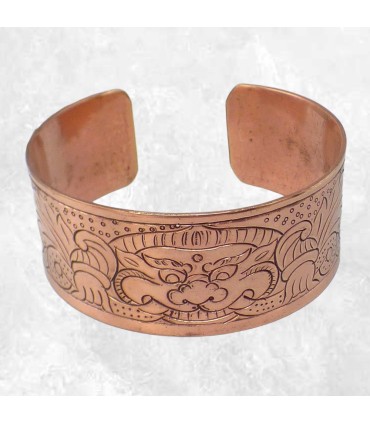 Bracelet tibétain Mahakala gravé – Manchette artisanale du Népal