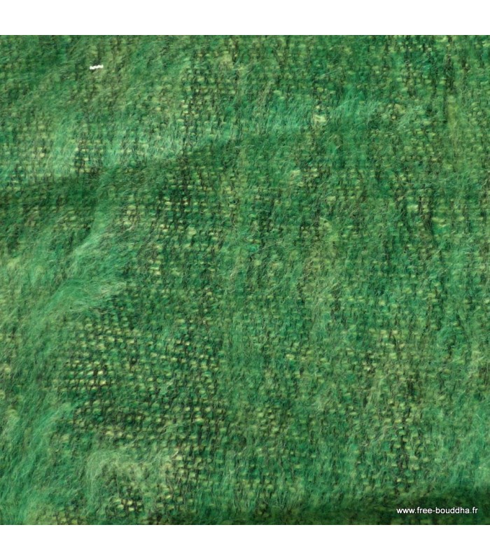 Châle laine de yack vert jaune artisanal chaud et doux - Népal