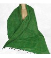 Châle laine de yack vert jaune artisanal chaud et doux - Népal