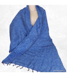 Châle en laine de yack bleu jeans artisanal du Népal