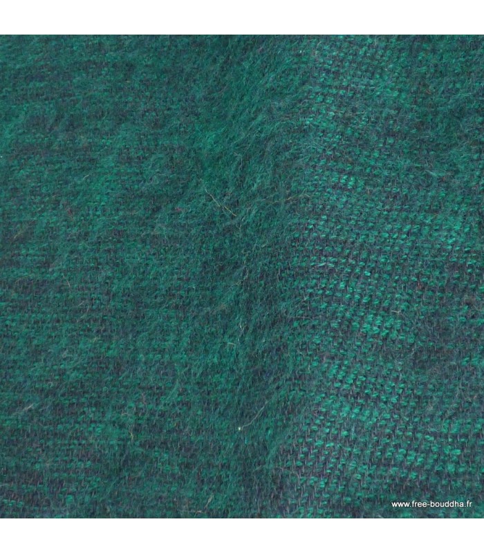 Châle laine de yack vert bouteille chiné noir du Népal