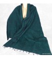 Châle laine de yack vert bouteille chiné noir du Népal