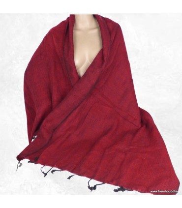 Châle en laine de yack bordeaux et noir fabriqué au Népal