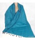 Châle en laine de yack bleu lagon, artisanal, fabriqué au Népal