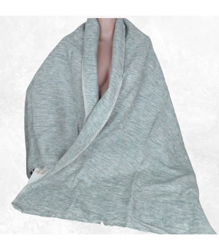 Châle chaud en laine de yack vert écru – Népal artisanal