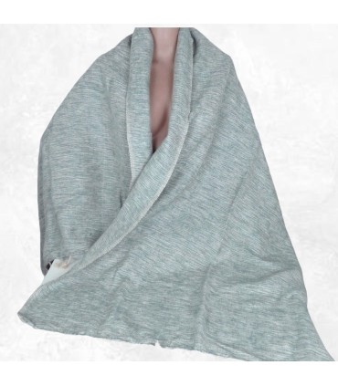 Châle chaud en laine de yack vert écru – Népal artisanal