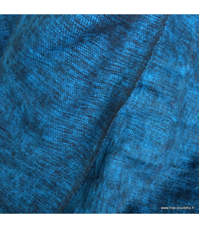 Châle d’hiver en laine de yack bleu sarcelles – Népal