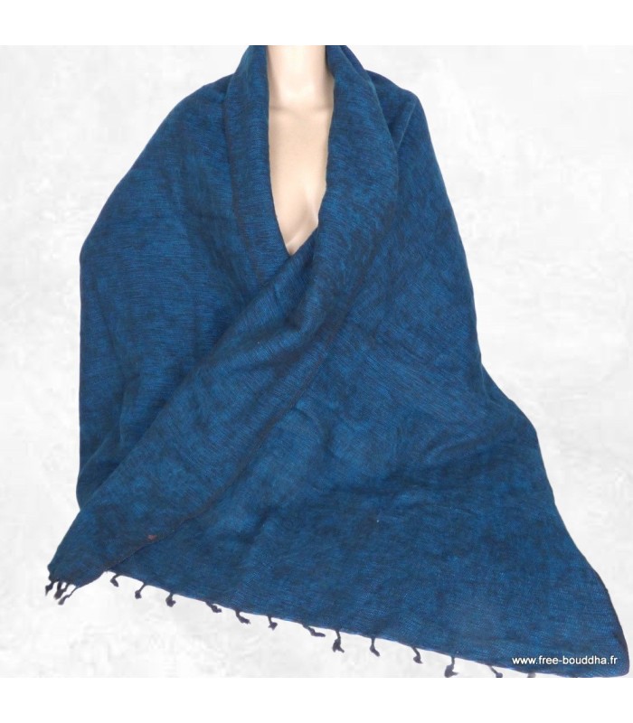 Châle d’hiver en laine de yack bleu sarcelles – Népal