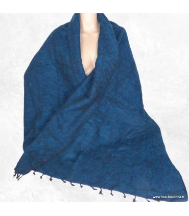 Châle d’hiver en laine de yack bleu sarcelles – Népal