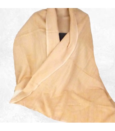 Châle laine de yak népalais jaune saumon artisanal
