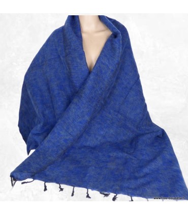 Châle en laine de yack bleu jeans – Idéal pour l’hiver