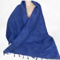 Châle laine de Yak bleu jeans chiné gris - Châles laine de yak