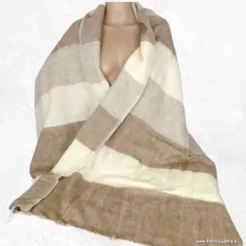 Châle nepalais rayures marron et beige - Châles laine de yak