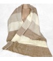 Châle en laine de yack rayures marron beige – Idéal hiver