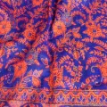Châle de méditation népalais bleu orange 94 x 210 cm - Châle de méditation 100 x 200 cm