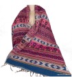 Châle de méditation ethnique fuchsia bleu – Format XL 92×210