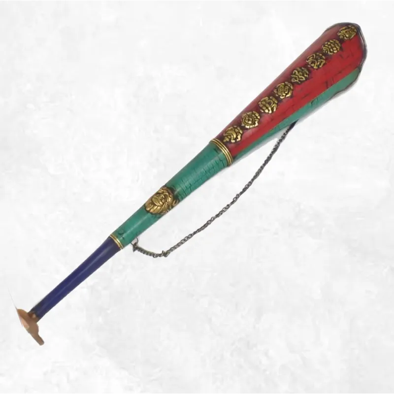 Radong Dungshen Trompette tibétaine et pierres naturelles - Instrument de musique Bouddhiste