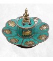 Porte-encens Bouddha turquoise naturelle – Cuivre artisanal Népal