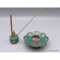 Porte-encens bouddha cuivre et turquoise naturelle - Porte-encens tibétains