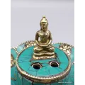 Porte-encens bouddha cuivre et turquoise naturelle - Porte-encens tibétains