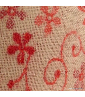 Couverture de méditation népalaise rouge écru 100x200 cm artisanale