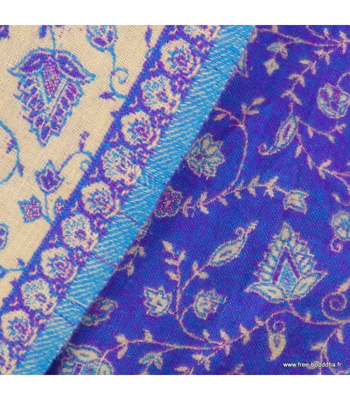 Couverture de méditation et yoga violet écru 100x200 cm réversible