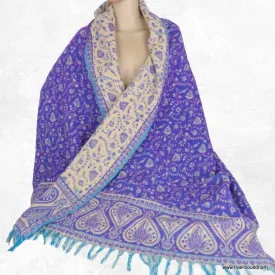 Couverture de méditation et yoga violet écru 100 x 200 cm - Châle de méditation 100 x 200 cm