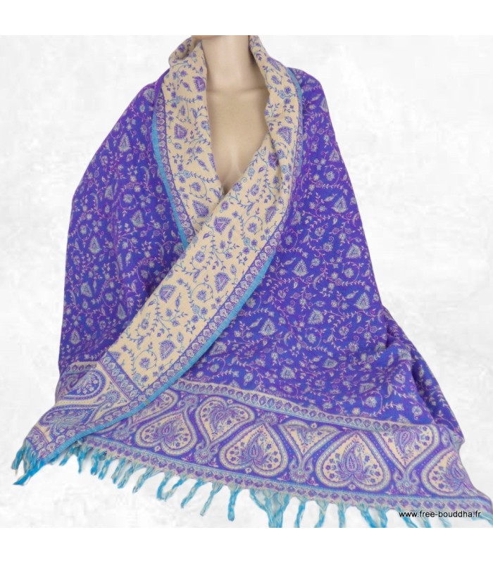 Couverture de méditation et yoga violet écru 100x200 cm réversible