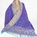 Couverture de méditation et yoga violet écru 100 x 200 cm - Châle de méditation 100 x 200 cm