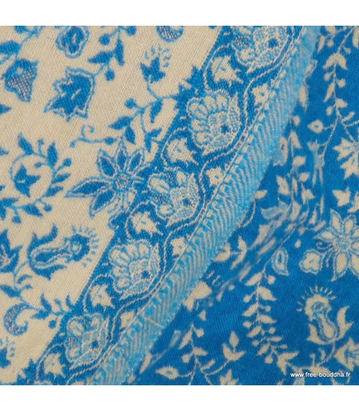 Couverture de yoga turquoise foncé 100x200 cm artisanat népalais