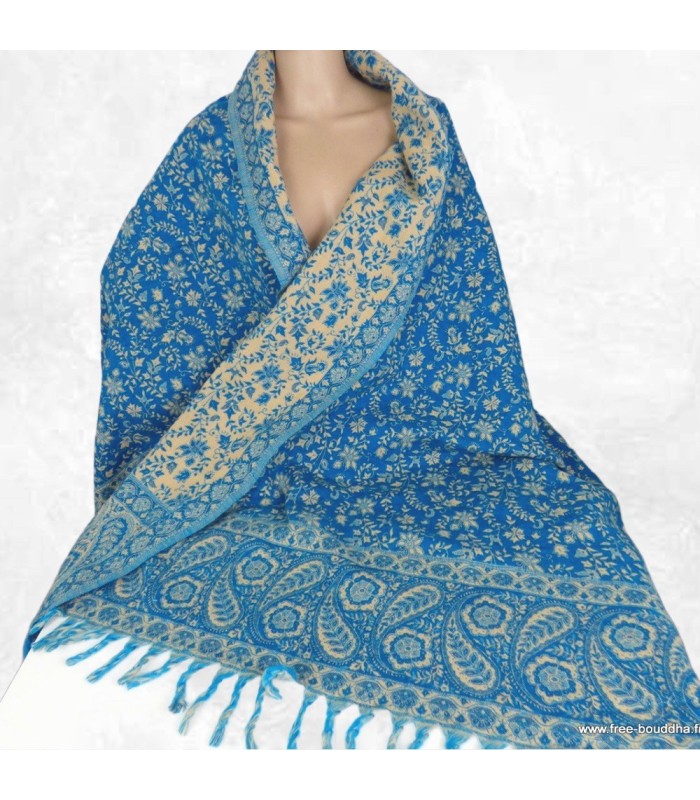 Couverture de yoga turquoise foncé 100x200 cm artisanat népalais