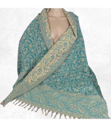 Couverture népalaise vert véronèse 100x200 cm artisanale