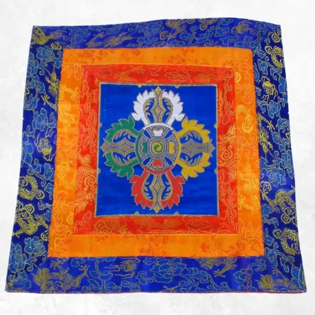 Nappe pour autel bouddhiste en soie 31 x 31 cm - Tenture murale bouddhiste, nappe