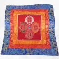 Nappe pour autel bouddhiste motif dorjé fond rouge - Tenture murale bouddhiste, nappe