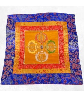 Nappe bouddhiste pour autel jaune dorjé 31x31 cm artisanat du Népal