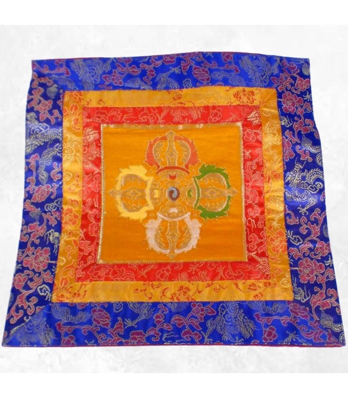 Nappe bouddhiste pour autel jaune dorjé 31x31 cm artisanat du Népal