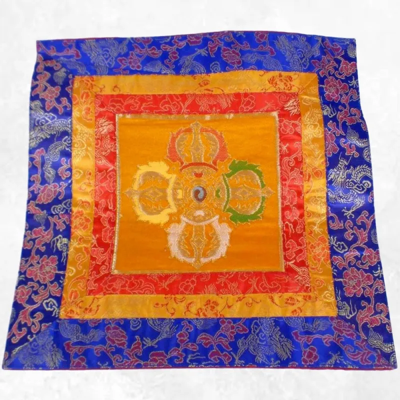 Petite nappe bouddhiste safran pour autel 38 x 38 cm - Tenture murale bouddhiste, nappe