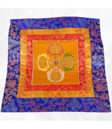 Nappe bouddhiste pour autel jaune dorjé 31x31 cm artisanat du Népal