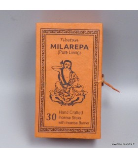Encens Milarepa pour méditation – 30 bâtonnets + porte-encens – Népal