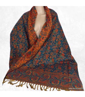 Couverture yoga et méditation vert orange – Tissage artisanal du Népal