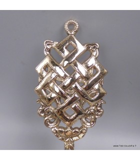 Moulin à prières tibétain mural en laiton – Nœud sans fin – 19 cm