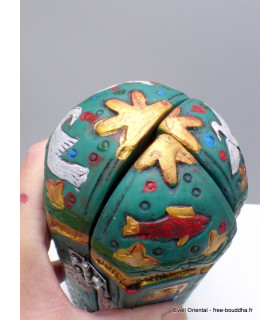 Autel triptyque bouddhiste Tara Verte – Résine artisanale – 20 cm